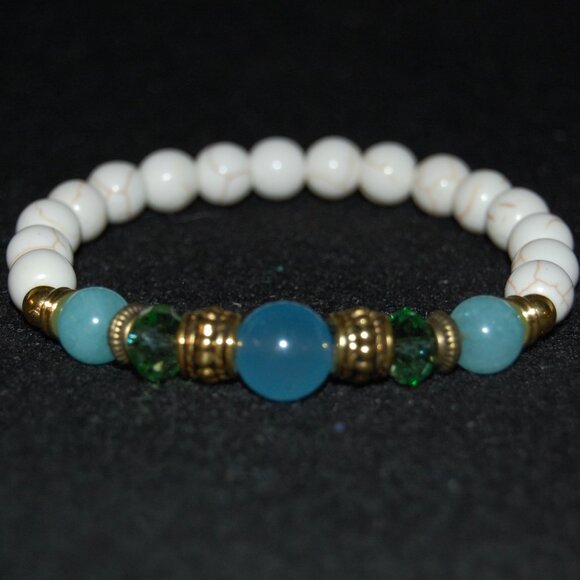 Gemstone Bracelet,Stone Beads Bracelet,Multicolor Stone Beaded Bracelet - Picture 1 of 3